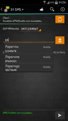 10 SMS + android App screenshot 1