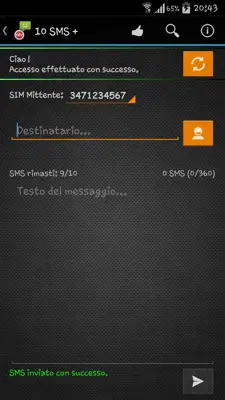 10 SMS + android App screenshot 2