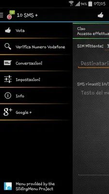 10 SMS + android App screenshot 3